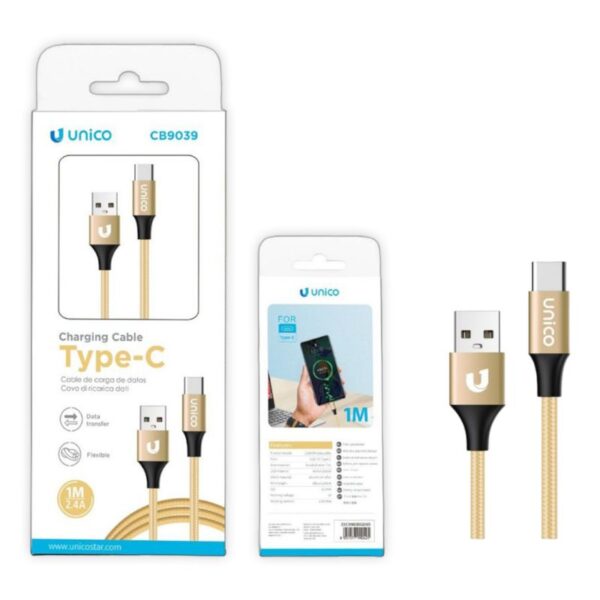 CAVO USB TO TYPE C ALLUMINIO 1MT ORO