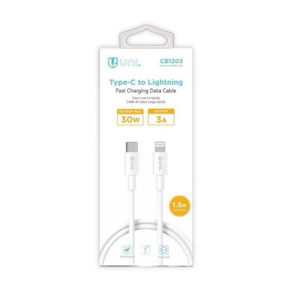 CAVO TYPE C/IPHONE CARICA RAPIDA 1,5MT BIANCO - immagine 2