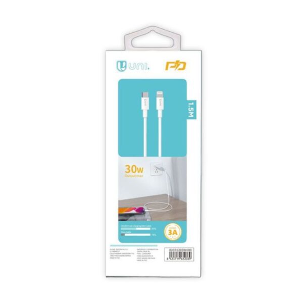 CAVO TYPE C/IPHONE CARICA RAPIDA 1,5MT BIANCO - immagine 3