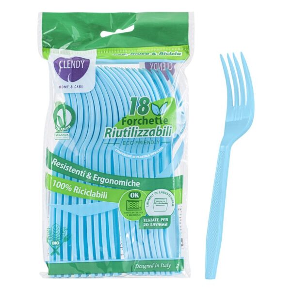 FORCHETTE RIUTILIZZABILI AZZURRE 18PZ