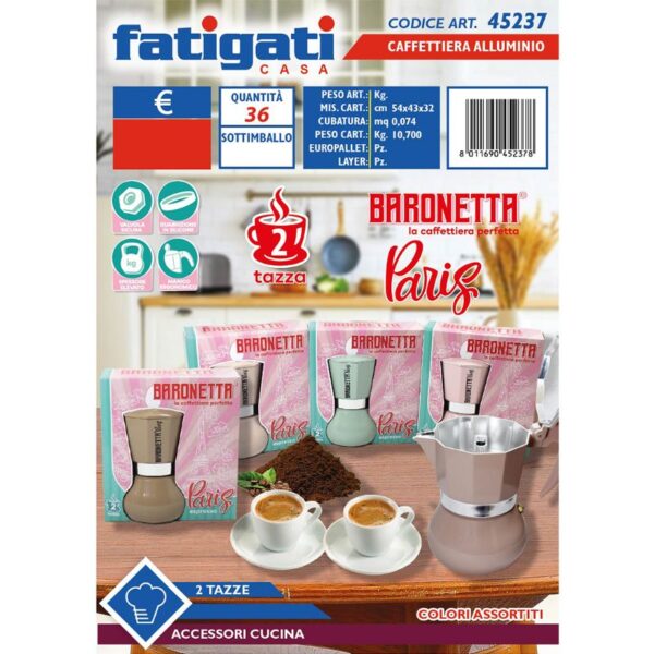 CAFFETTIERA BARONETTA 2TZ ALLUMINIO - immagine 3