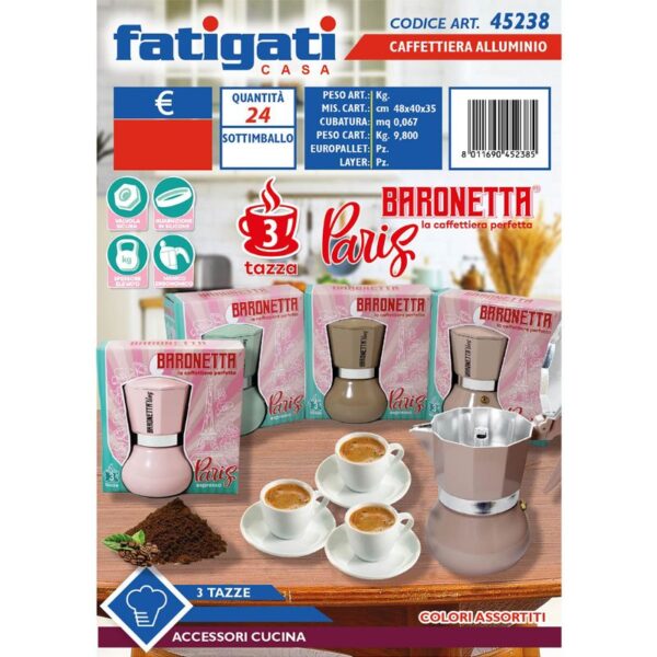 CAFFETTIERA BARONETTA 3TZ ALLUMINIO - immagine 3