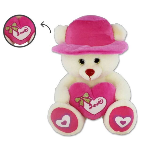 PELUCHE ORSO CON CAPPELLO E CUORE 30CM - immagine 2