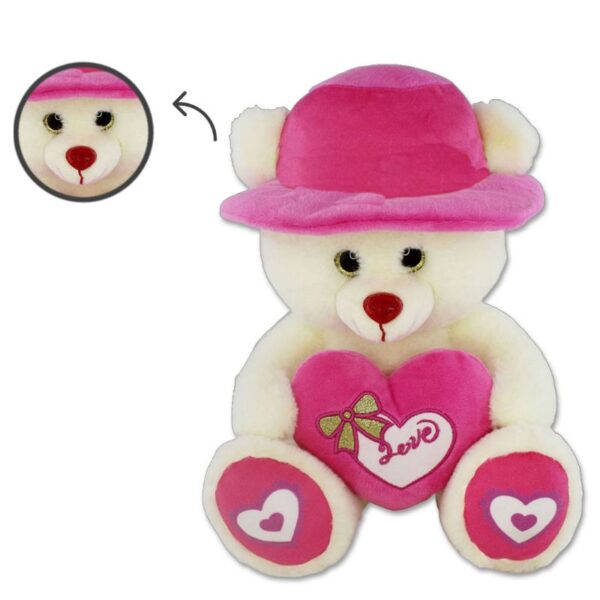 PELUCHE ORSO CON CAPPELLO E CUORE 30CM - immagine 3