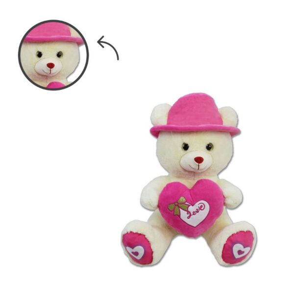 PELUCHE ORSO CON CAPPELLO E CUORE 55CM - immagine 3