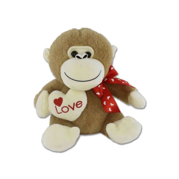 PELUCHE SCIMMIA CON FIOCCO E CUORE 22CM