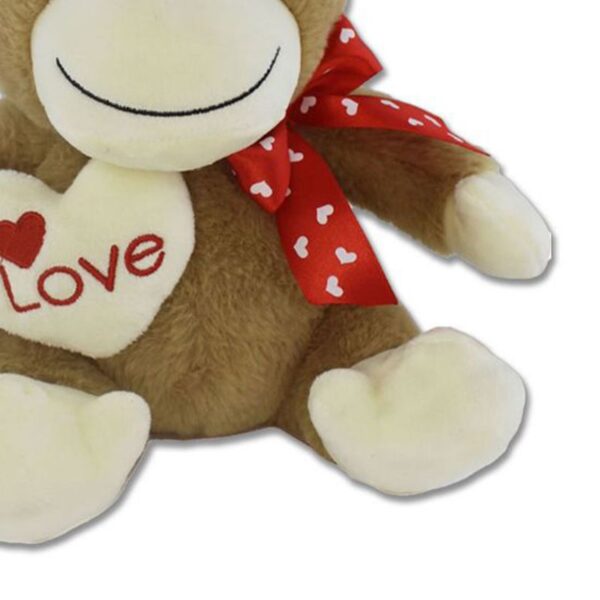 PELUCHE SCIMMIA CON FIOCCO E CUORE 22CM - immagine 2