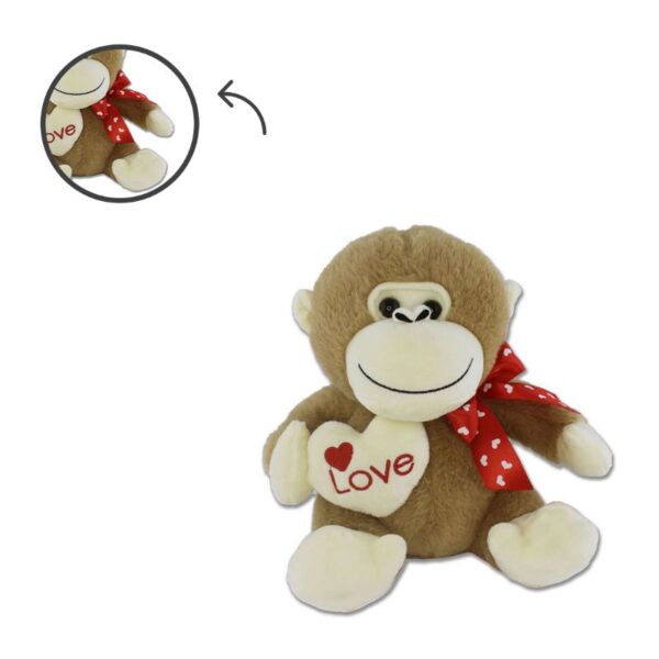 PELUCHE SCIMMIA CON FIOCCO E CUORE 22CM - immagine 4