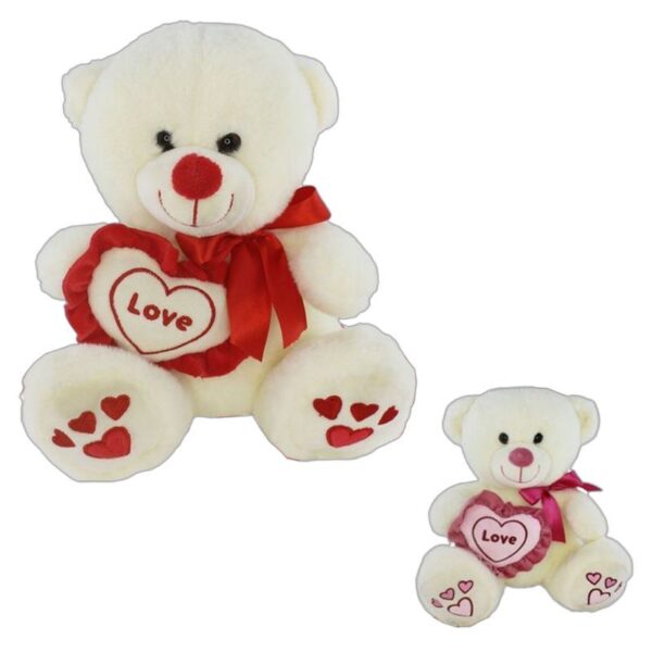 PELUCHE ORSO CON FIOCCO E CUORE 30CM