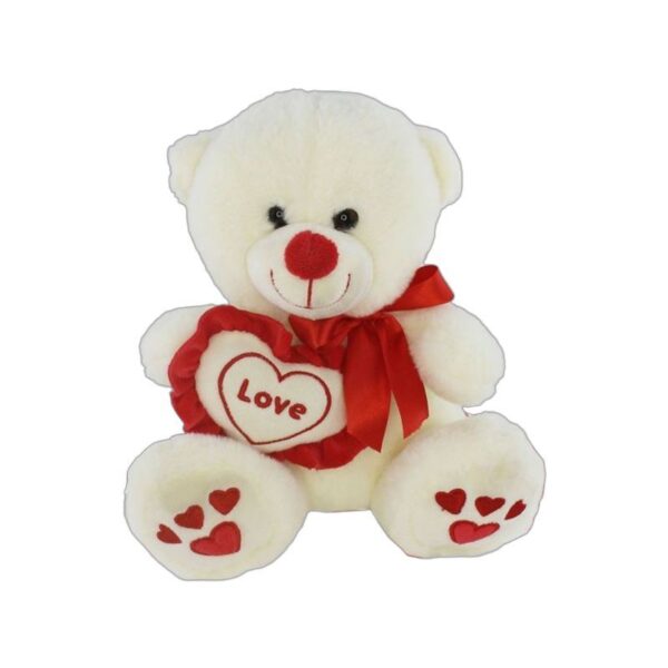 PELUCHE ORSO CON FIOCCO E CUORE 30CM - immagine 2