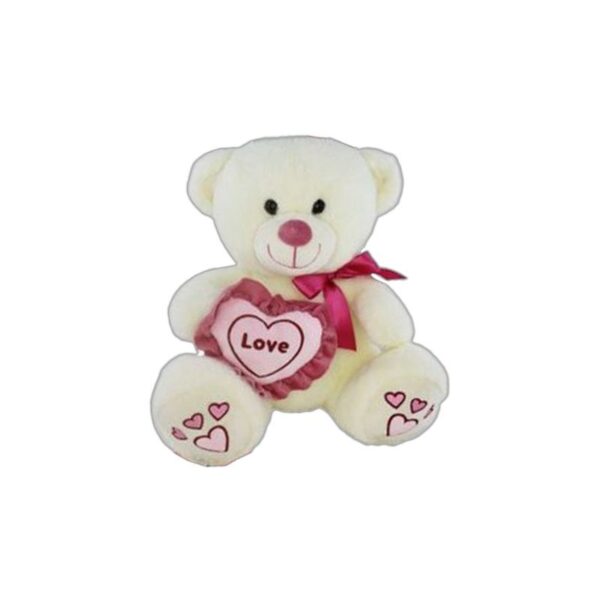 PELUCHE ORSO CON FIOCCO E CUORE 30CM - immagine 3