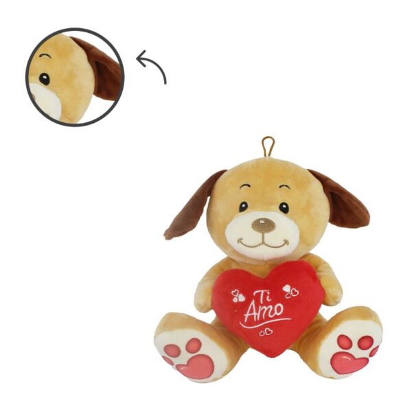 PELUCHE CANE CON CUORE 22CM - immagine 2