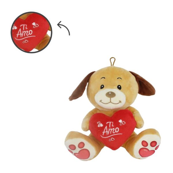 PELUCHE CANE CON CUORE 22CM - immagine 3