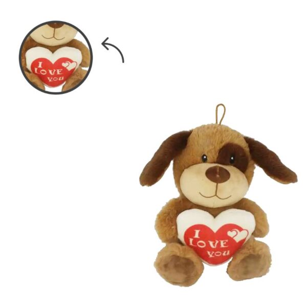 PELUCHE CANE CON CUORE 22CM - immagine 2