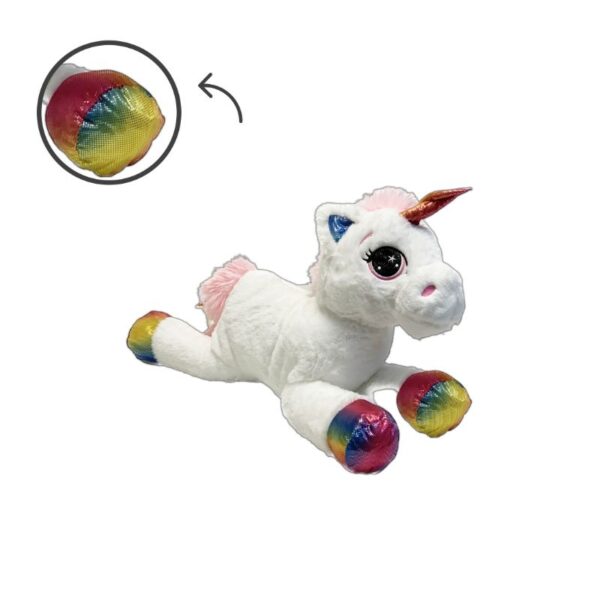 PELUCHE UNICORNO SDRAIATO 55CM - immagine 4