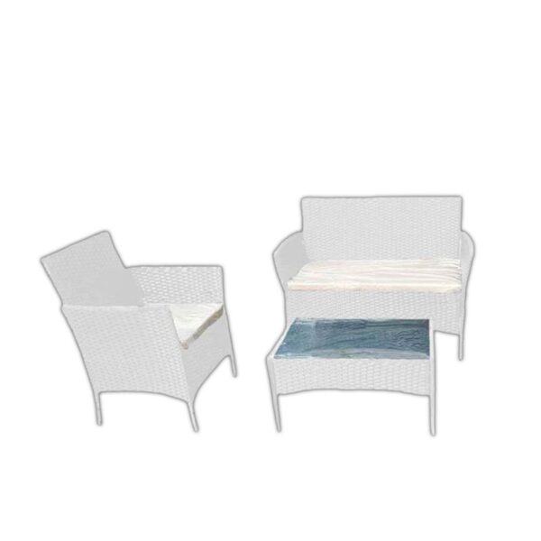 SALOTTO IBIZA RATTAN CON CUSCINO 5CM BIANCO - immagine 4