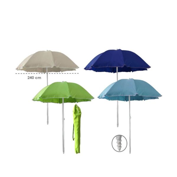 OMBRELLONE DA SPIAGGIA 240CM  CON TRIVELLA COLORI ASSORTITI