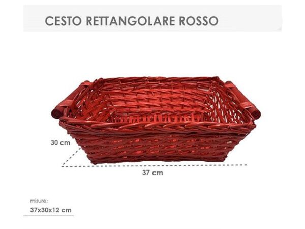 CESTO RETT. 37X30X12CM VIMINI ROSSO