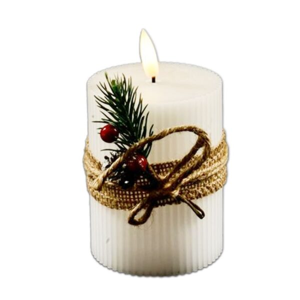 CANDELA IN CERA C/LUCE DIAM.7,5XH.10CM EFFETTO FIAMMA