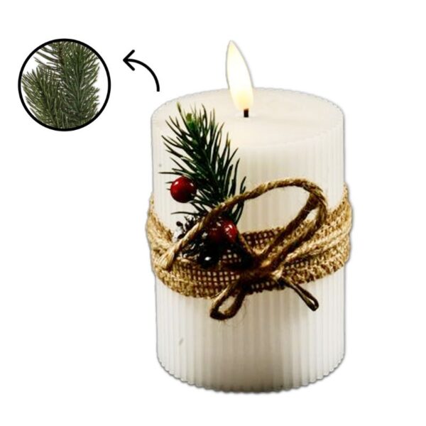 CANDELA IN CERA C/LUCE DIAM.7,5XH.10CM EFFETTO FIAMMA - immagine 2