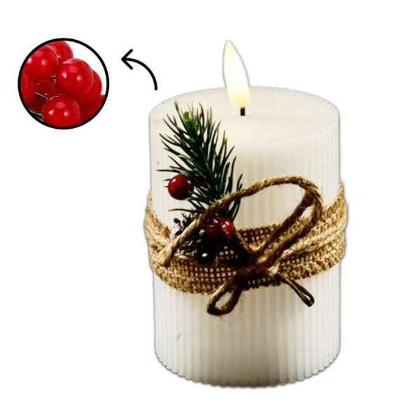 CANDELA IN CERA C/LUCE DIAM.7,5XH.10CM EFFETTO FIAMMA - immagine 3