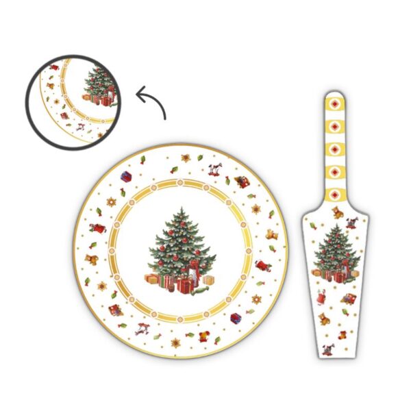 PIATTO PANE CON PALETTA 30CM ALBERO  CERAMICA - immagine 4