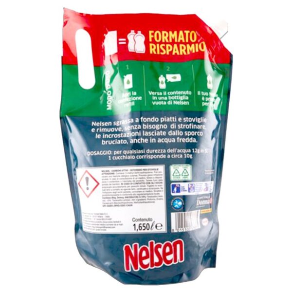 DETERSIVO PIATTI NELSEN 1650ML BUSTA RICARICA CARBONI ATTIVI - immagine 3