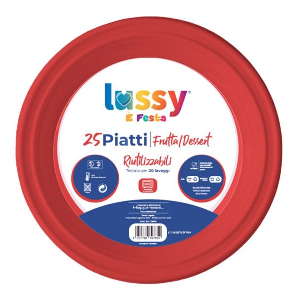 PIATTI FRUTTA IN PLASTICA 22CM 25PZ  ROSSI