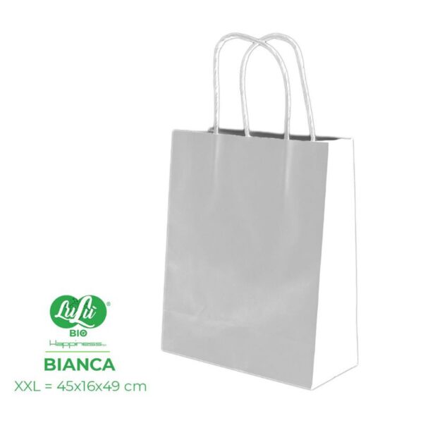 BUSTA CARTA PER REGALO 45X16X49CM  BIANCA - immagine 4