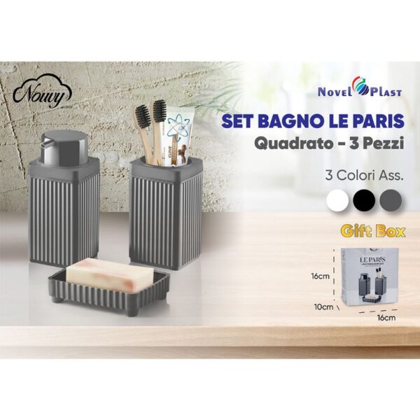 SET BAGNO LE PARIS 3PZ QUADRATO  ASSORTITO - immagine 3