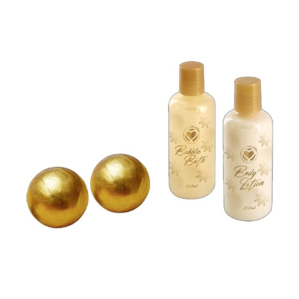 CONFEZIONE REGALO 4PZ BAGNOSCHIUMA 100ML2 BOMBE BAGNO 50G LOZIONE CORPO 100ML - immagine 3