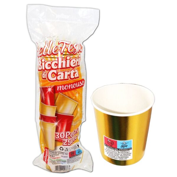 BICCHIERI ACQUA 250CC 30PZ ORO  IN CARTA