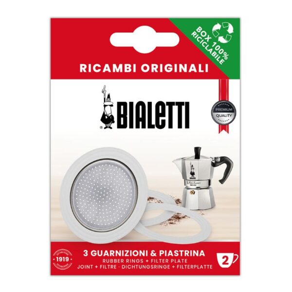 RICAMBIO CAFFETTIERA 3 GUARNIZIONI 1 PIASTRINA 2 TAZZE