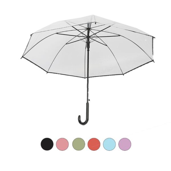 OMBRELLO 55CM SHARM TRASPARENTE  MANICI COLORATI